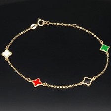 Ankerarmband Goldarmband mit Bunten Elementen 585 14K ECHT Gold 17-19cm NEU