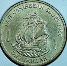 Ostkaribische Staaten 1 Dollar 1986- Elizabeth II 2nd portrait in Vorzüg#26/161