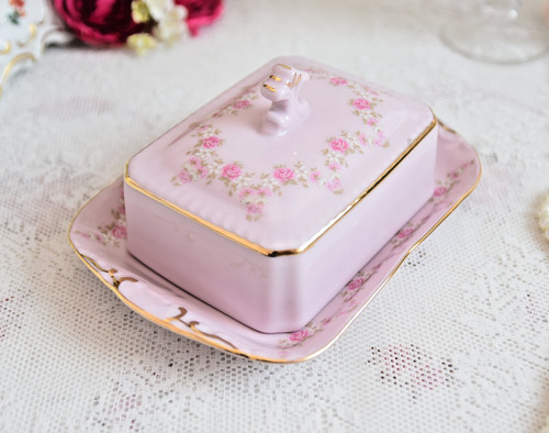 Butterdose rosa porzellan - butterdose,
