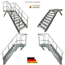Stahltreppe Verzinkt 9 Stufen Höhe171cm inkl Podest 100x100cm Aussen Podestreppe
