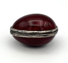 Antike Schmuckschatulle Silber 925 Emaille Ei Pillendose Tabatière Dose RAR 3601