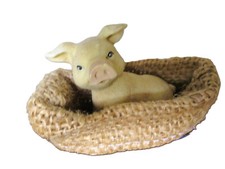 Figuren "Glücks-Schwein" - Steinzeug - Länge 7cm