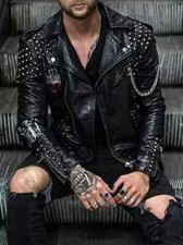 Men Studded Leather Jacket