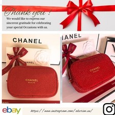 CHANEL BEAUTÉ Christmas Gift Makeup Bag Limited Ediction  Red Glitter Organiser