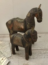 2er Pferde-Skulptur Holz