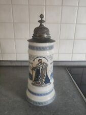 Bierkrug mit Zinndeckel König Ludwig Merkle Atelier handkoloriert