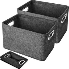 2ER SET FILZKORB FALTKORB IN ANTHRAZIT RECHTECKIG ORGANIZER AUFBEWAHRUNGSBOX 