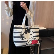 Damen Canvas Tasche Cartoon Snoopy Handtasche eine Schulter Tote Tasche