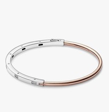 41.Pandora Signature Pavé-Armreif I-D, zweifarbig, Sterlingsilber und 14-karätig