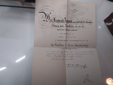 Urkunde Sachsen Ritterkreuz