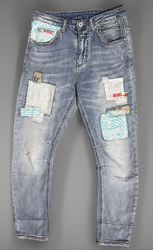 Damen patchwork jeans - patchwork,