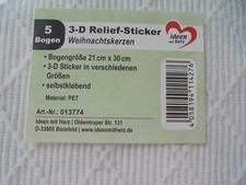 5 Bogen 3-D Relief Sticker "Weihnachtskerzen" selbstklebend* QVC