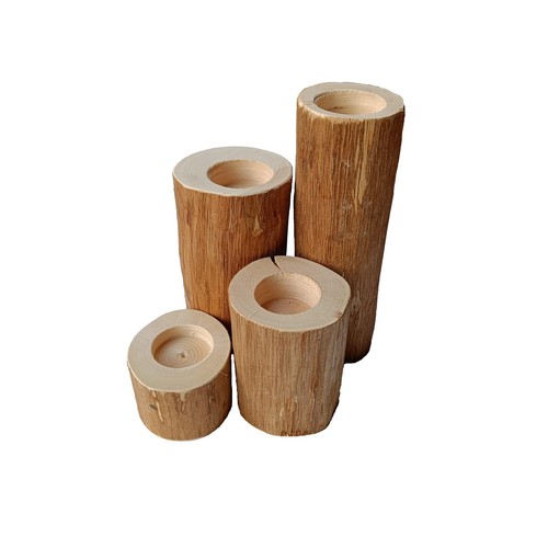 Teelicht halter holz rund - halter,