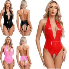 DE Damen Wetlook Leder Body