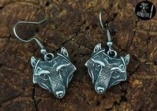 Ohrring Wolf Fuchs Edelstahl Massiv Schmuck Ohrstecker Wölfe Mittelalter NEU