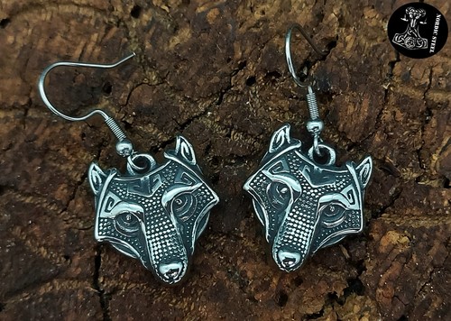 Ohrring wolf fuchs edelstahl - ohrring,