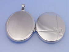 Echt 925 Sterling Silber Anhänger Medaillon oval rhodiniert Anlaufschutz / 35 mm