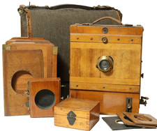 Alte Plattenkamera Fotoapparat Holzkamera Kamera Camera Meyer Görlitz + Tasche