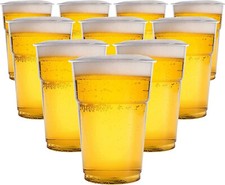 10 x Full Pint Glas Gläser klar wiederverwendbar Kunststoff Bier Becher Picknick Party