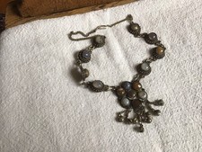 Orientalische Silberkette Antik mit verschiedenen Edelsteinen  60 cm