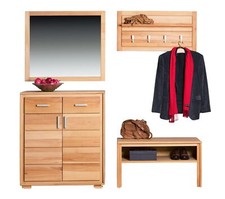 Garderoben Set Genf V Kernbuche Massivholz geölt/gewachst 4-teilig