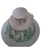 Rosenthal studio-linie Kaffeetasse & Untertasse 3tlg Porzellan Blumenmuster weiß