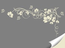 Wandtattoo Wandsticker Wandaufkleber Wohnzimmer Blumen Ranke Schmetterlinge W829