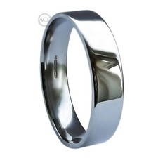 5mm 18ct Weißgold Flacher Court Ehering UK HM Mittel Schwer & Extra Schwer