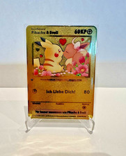 Pokemon Karte Pikachu & Evoli – Romantisches Geschenk – Metallkarte ❤️