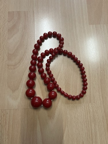 Rote bakelite halskette alte - rote,