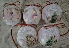 Christbaumkugeln,Weihnachtsbaumschmuck  Nostalgie,Vintage,5er Set,Unikate