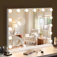 Hansong Hollywood Schminkspiegel mit 14 dimmbaren LEDs & 10x Zoom, Tisch/Wandmon