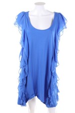 H&M The Garden Collection Dress Jersey Rabbit Fur Volants Frills M blue