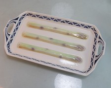 Jugendstil Spargelplatte Keramik 30,5 cm x 17,2 cm toller Dekor