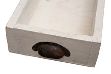 Alte Holzkiste Schublade Utensilien CD Aufbewahrung vintage weiß 33,5x17x7,5cm