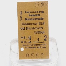 Fahrkarte Fahrschein Personenzug Hannover Bismarckstraße Hannover Wülfel 1965
