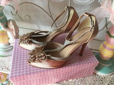 Damenschuhe Pumps Schmetterlinge Glitzer altrosa Silber Satin Größe 38