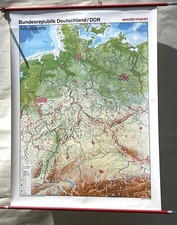 Bundesrepublik Deutschland/DDR Rollkarte Schulwandkarte Lehrtafel 134x118cm #084