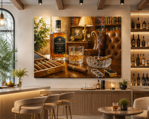 Bar wandbild whisky - bar, zigarren