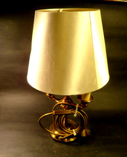 2 flamm. (E14) schöne Tischlampe in Messing glänzend mit Zwischenschalter 