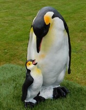 Gartenfigur Pinguin mit Kind