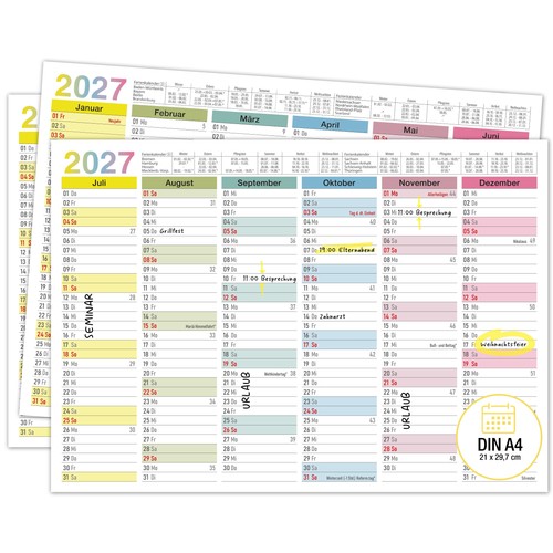 Tafelkalender 2027 bunt din - tafelkalender, a4