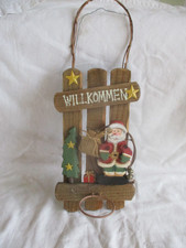 Holzschild / Türschild  mit Nikolaus & Schriftzug " Willkommen "