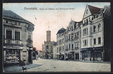 Meuselwitz / Thür., Partie mit Rathaus und Altenburger-Straße, Ansichtskarte 