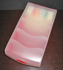 Lernhilfe HAN Croko Karteikasten DIN A7, transluzent rot mit Deckel neuwertig