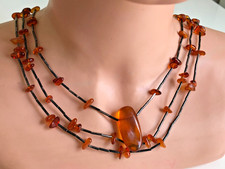 Antike Halskette und Armband. Bernstein und 925er Sterlingsilber. Länge: min. 40