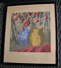 Alter Farbholzschnitt Paprika Stillleben  Martin Erich Philipp Dresden von 1915