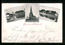 Handewitt, Gasthof Chr. Lorenzen, Kirche, Ansichtskarte 1901 