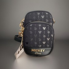 Disney Mickey Mouse Tasche Crossbody Portemonnaie Neu Schwarz Gold Geschenk