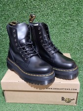 Dr. Martens Jadon Damen Leder Plateau Stiefel - Schwarz Poliert Glatt UK 6